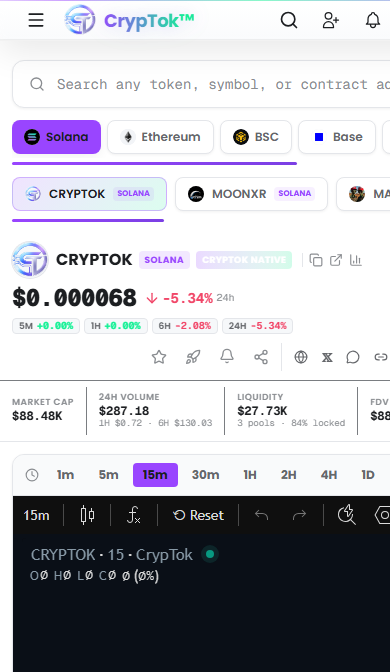 Live token charts inside the app